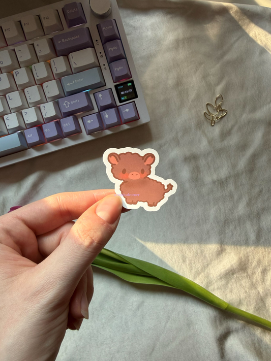Fluffy Highland Cow Sticker Flake
