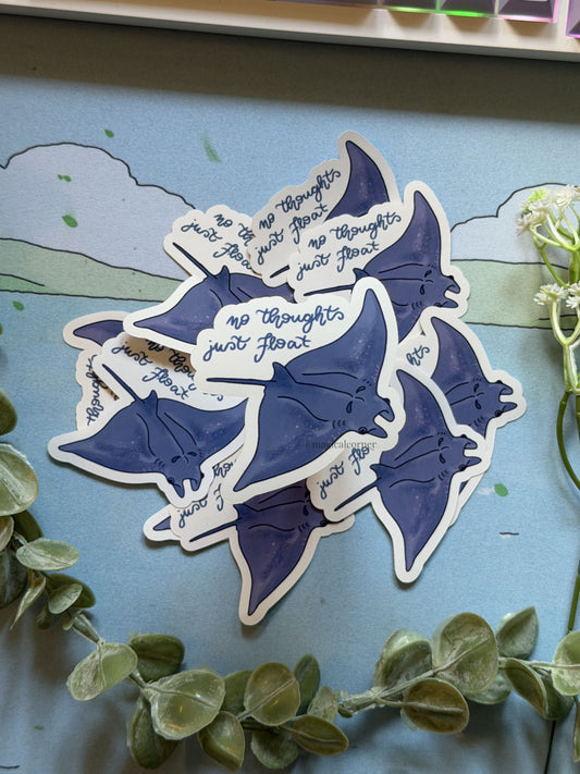 Tired Manta Ray Sticker Flake